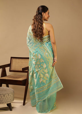 Green Jamdani Cotton Saree Without Blouse Piece