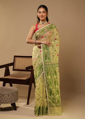 Cream Jamdani Cotton Saree Without Blouse Piece