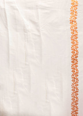 Cream Jamdani Cotton Saree Without Blouse Piece