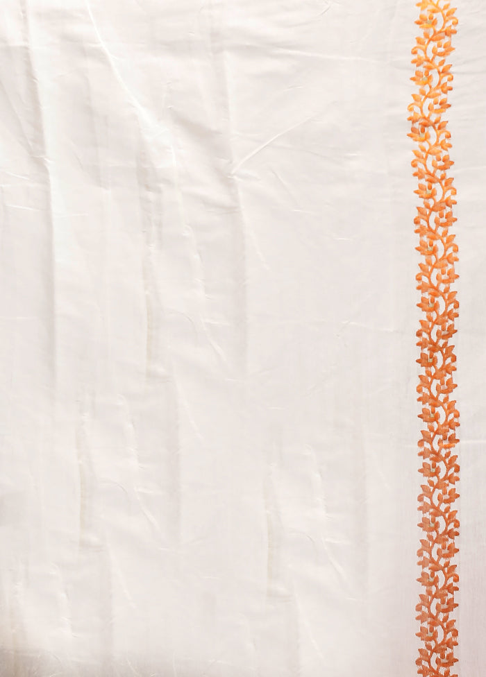 Cream Jamdani Cotton Saree Without Blouse Piece