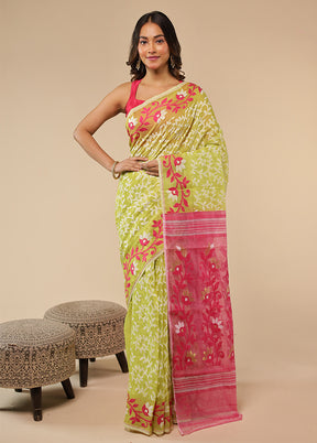 Cream Jamdani Cotton Saree Without Blouse Piece