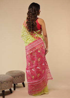 Cream Jamdani Cotton Saree Without Blouse Piece