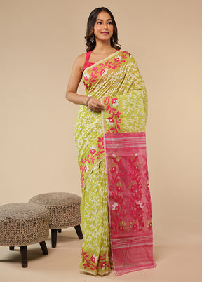 Cream Jamdani Cotton Saree Without Blouse Piece