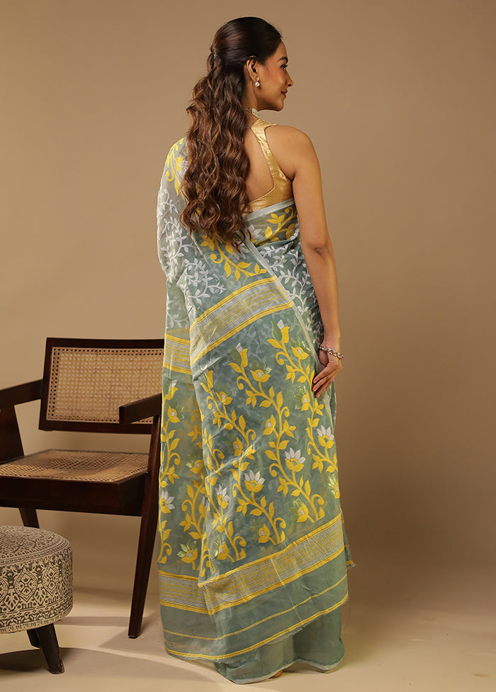 Green Jamdani Cotton Saree Without Blouse Piece
