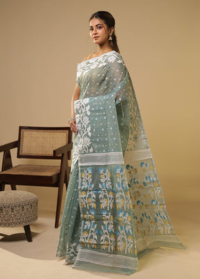 Green Jamdani Cotton Saree Without Blouse Piece