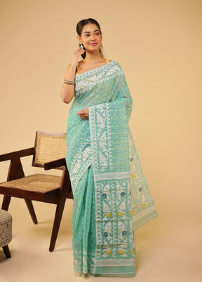 Green Jamdani Cotton Saree Without Blouse Piece