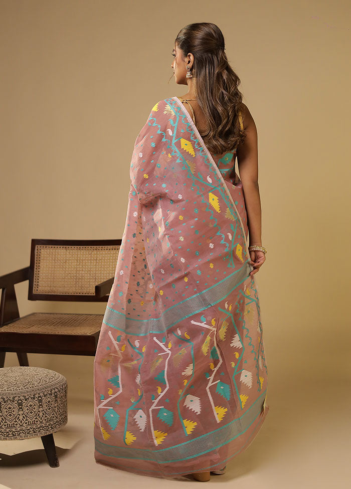 Purple Jamdani Cotton Saree Without Blouse Piece