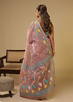 Purple Jamdani Cotton Saree Without Blouse Piece