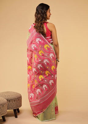 Green Jamdani Cotton Saree Without Blouse Piece