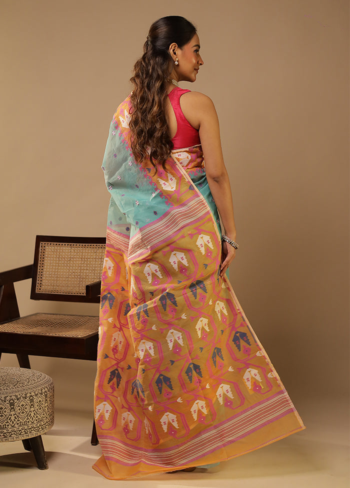 Green Jamdani Cotton Saree Without Blouse Piece