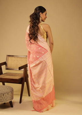 Pink Kora Silk Saree With Blouse Piece