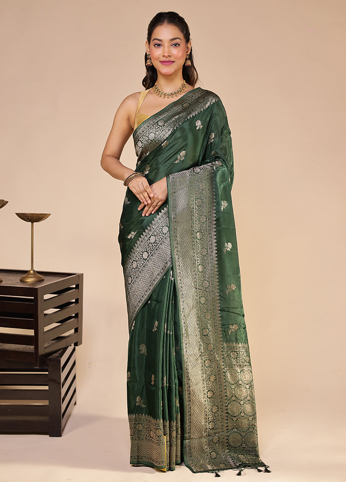 Green Dupion Silk Saree With Blouse Piece