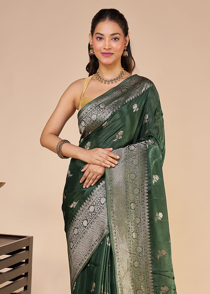 Green Dupion Silk Saree With Blouse Piece