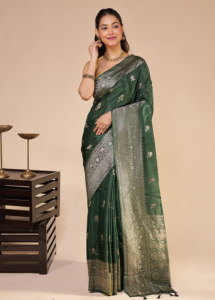 Green Dupion Silk Saree With Blouse Piece