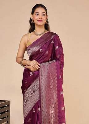 Purple Dupion Silk Saree With Blouse Piece