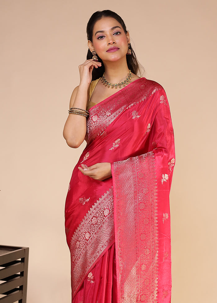 Pink Dupion Silk Saree With Blouse Piece