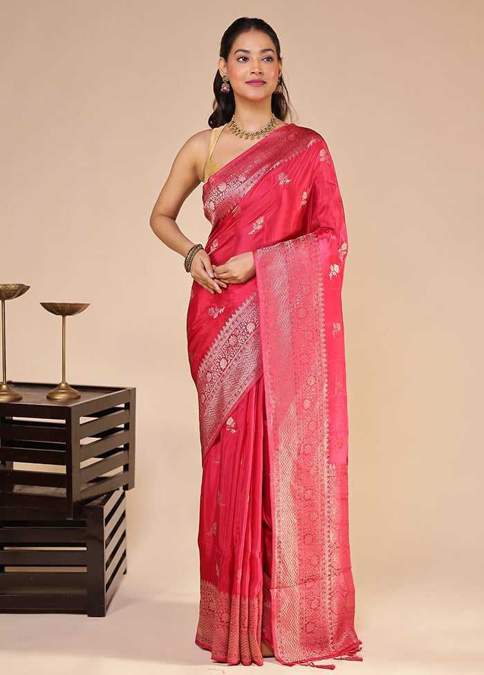 Pink Dupion Silk Saree With Blouse Piece
