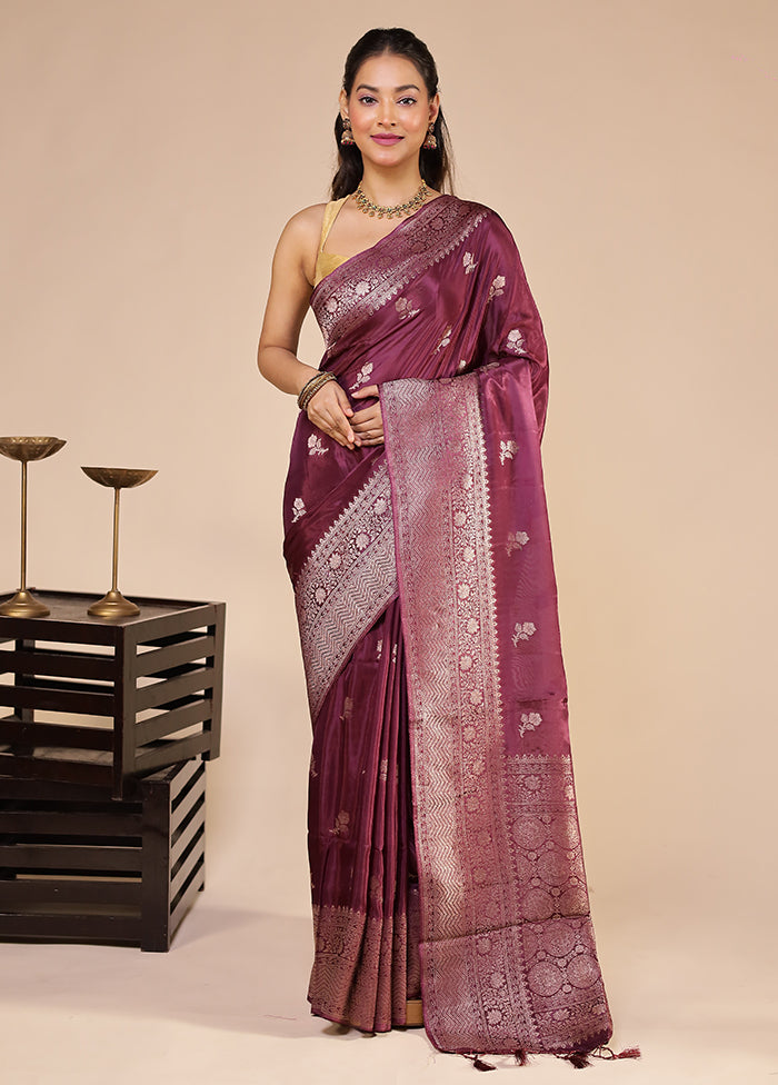 Purple Dupion Silk Saree With Blouse Piece