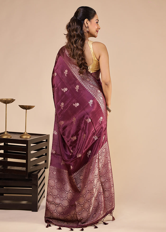 Purple Dupion Silk Saree With Blouse Piece