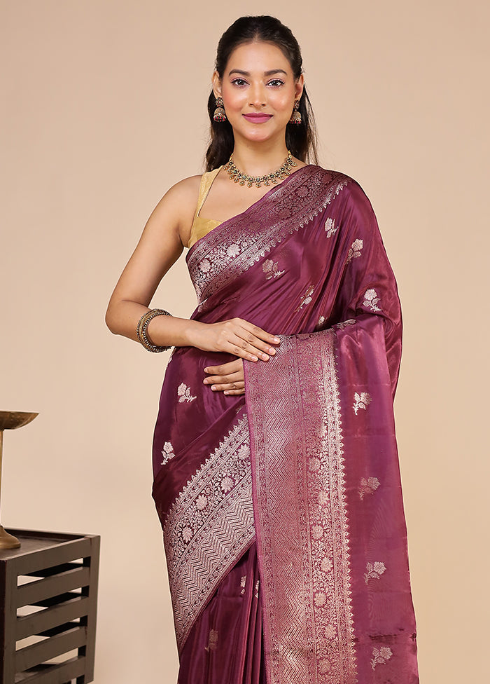 Purple Dupion Silk Saree With Blouse Piece