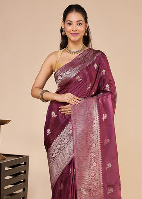 Purple Dupion Silk Saree With Blouse Piece