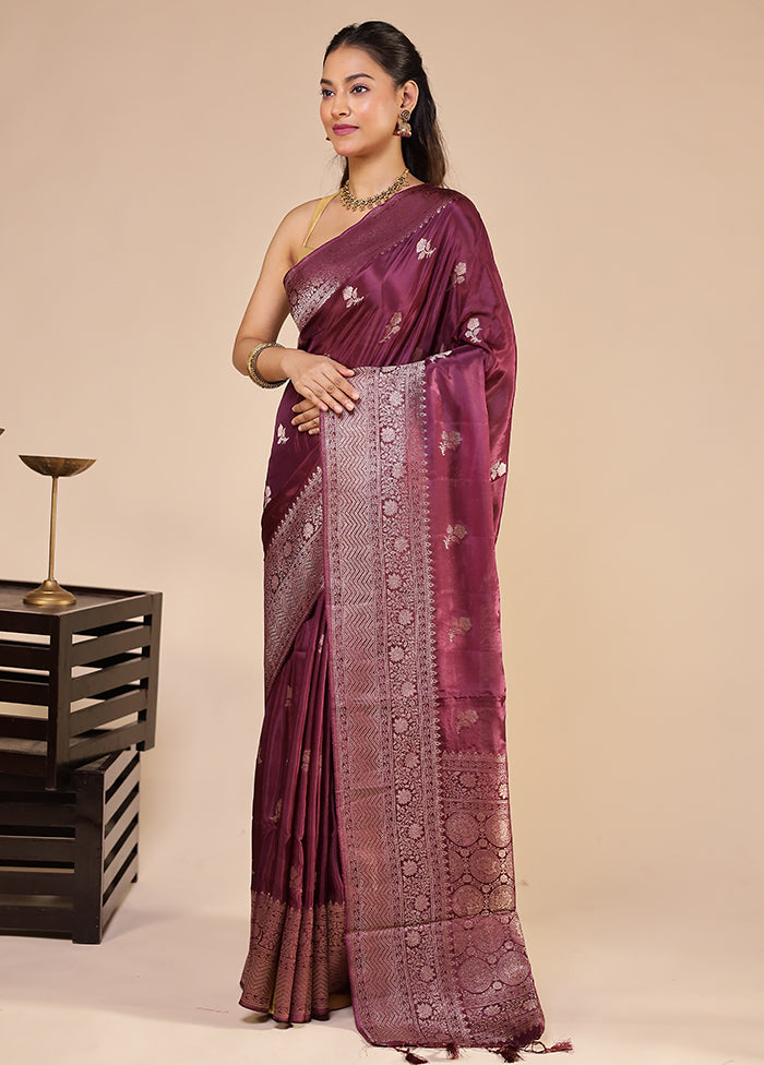 Purple Dupion Silk Saree With Blouse Piece