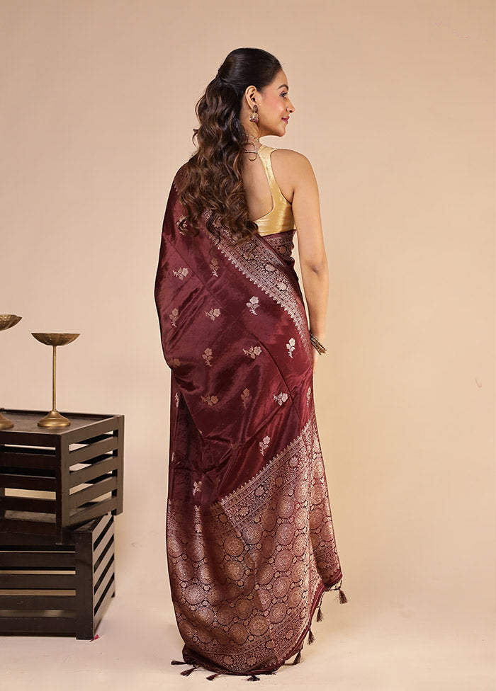 Brown Dupion Silk Saree With Blouse Piece