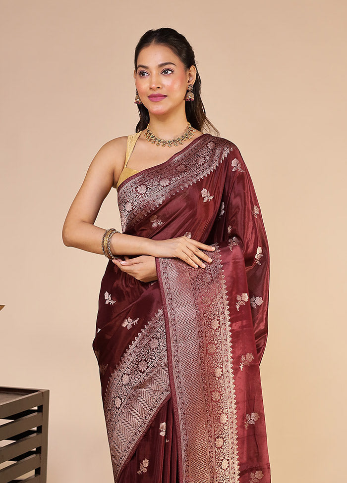 Brown Dupion Silk Saree With Blouse Piece