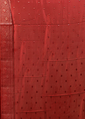 Maroon Dupion Silk Saree With Blouse Piece