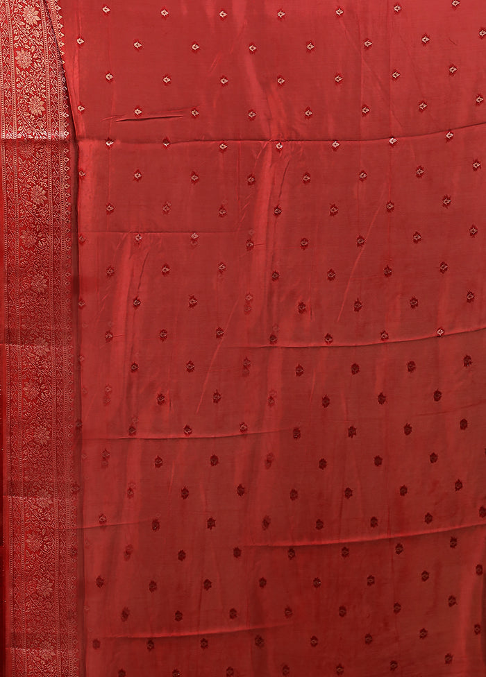 Maroon Dupion Silk Saree With Blouse Piece