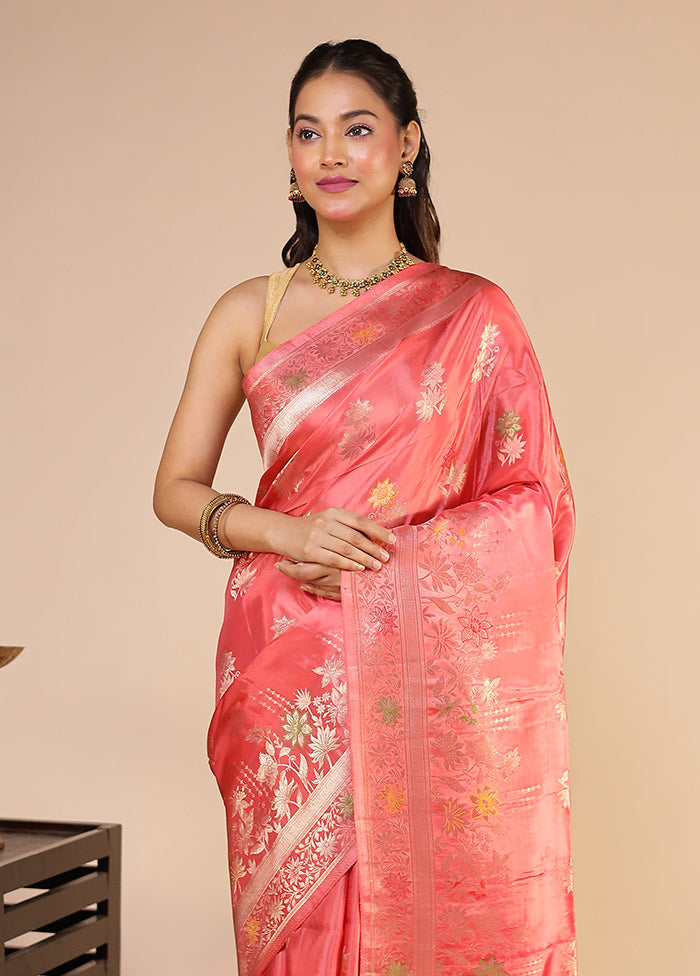 Pink Dupion Silk Saree With Blouse Piece