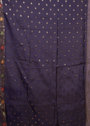 Blue Dupion Silk Saree With Blouse Piece
