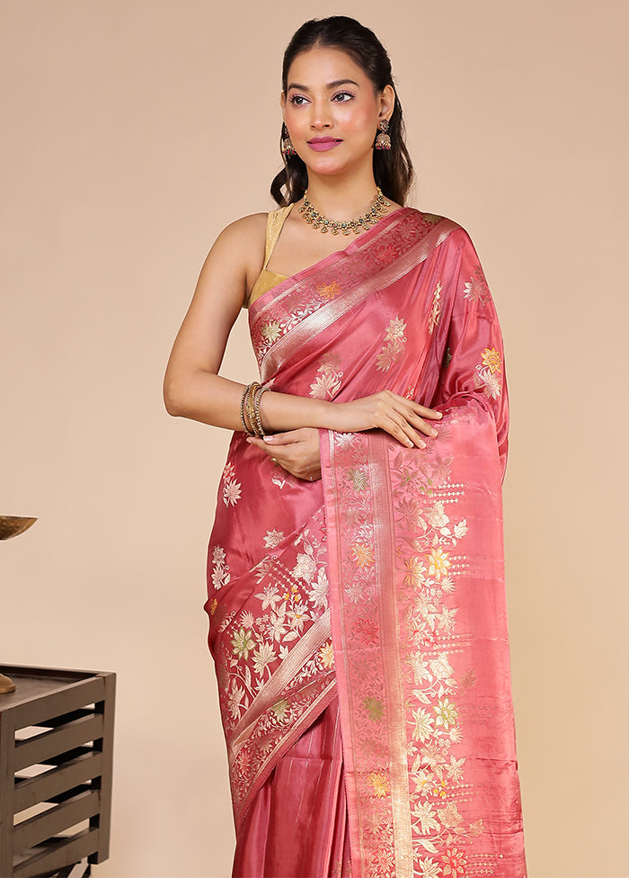 Pink Dupion Silk Saree With Blouse Piece
