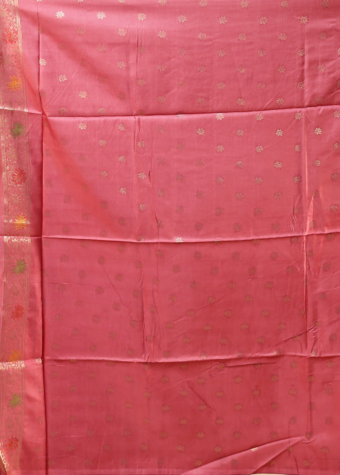 Pink Dupion Silk Saree With Blouse Piece