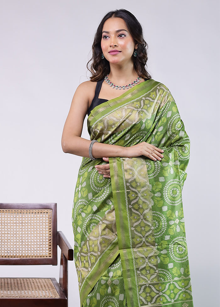 Green Tussar Silk Saree With Blouse Piece