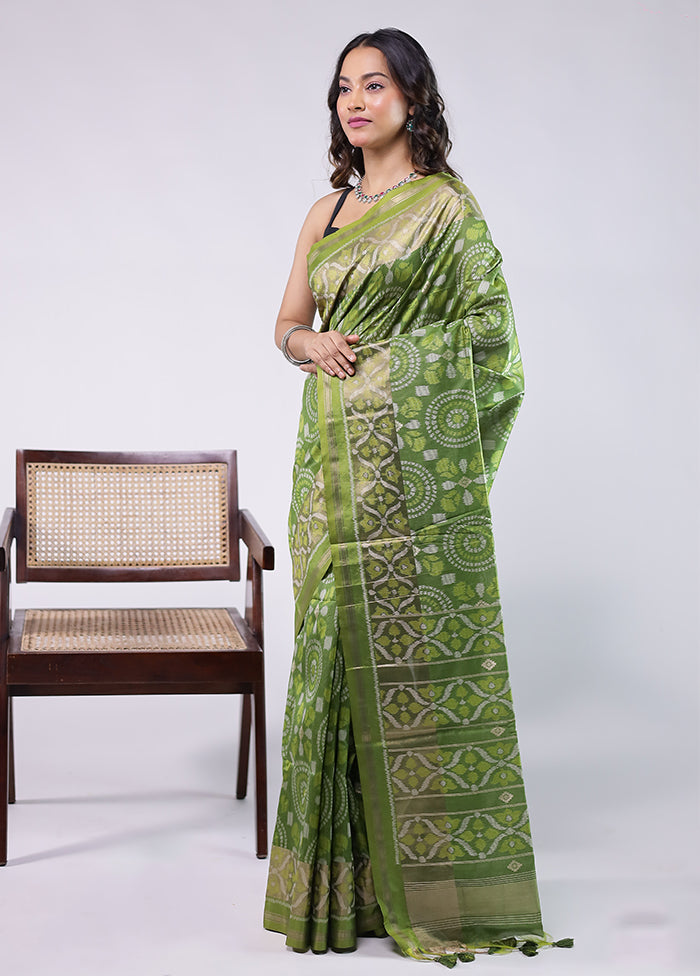 Green Tussar Silk Saree With Blouse Piece