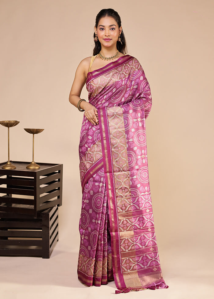 Purple Tussar Silk Saree With Blouse Piece
