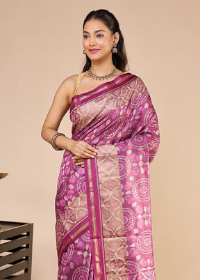 Purple Tussar Silk Saree With Blouse Piece
