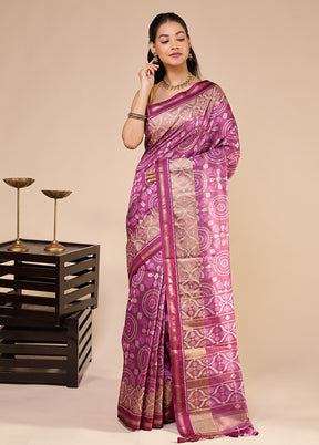 Purple Tussar Silk Saree With Blouse Piece