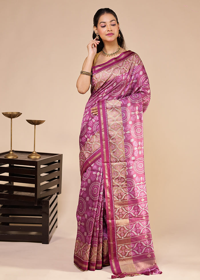 Purple Tussar Silk Saree With Blouse Piece
