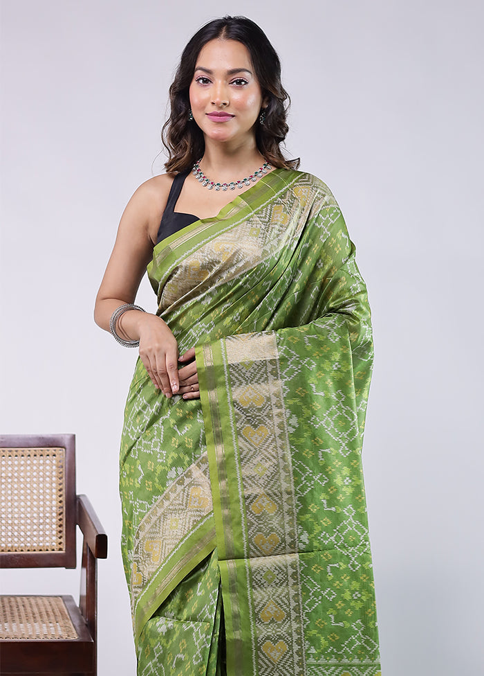 Green Tussar Silk Saree With Blouse Piece