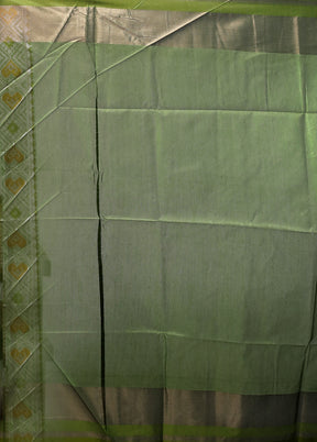 Green Tussar Silk Saree With Blouse Piece