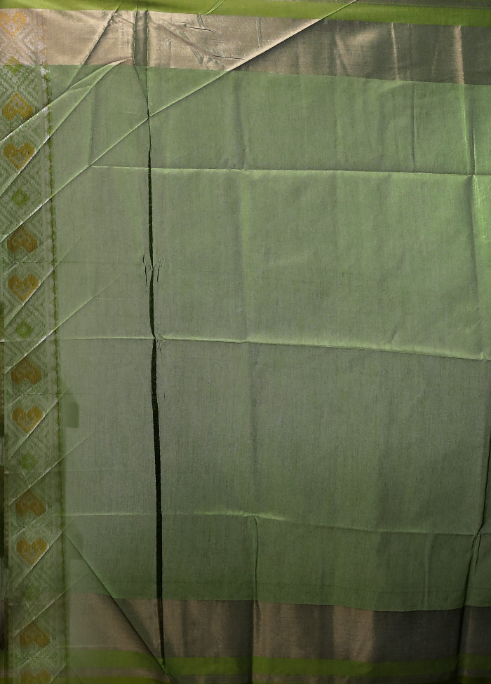Green Tussar Silk Saree With Blouse Piece