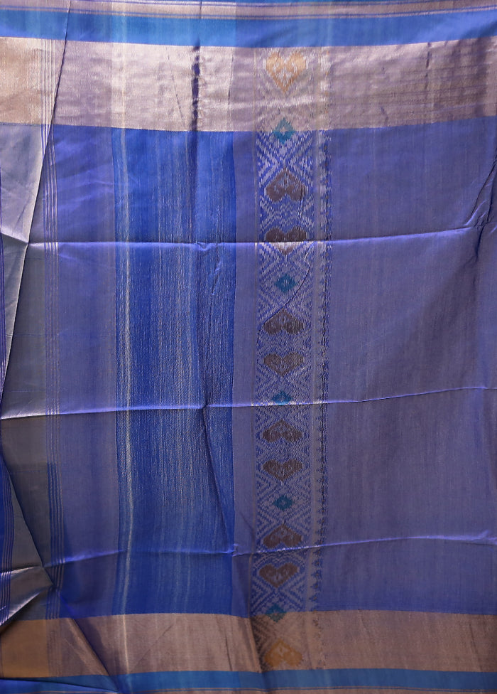 Blue Tussar Silk Saree With Blouse Piece