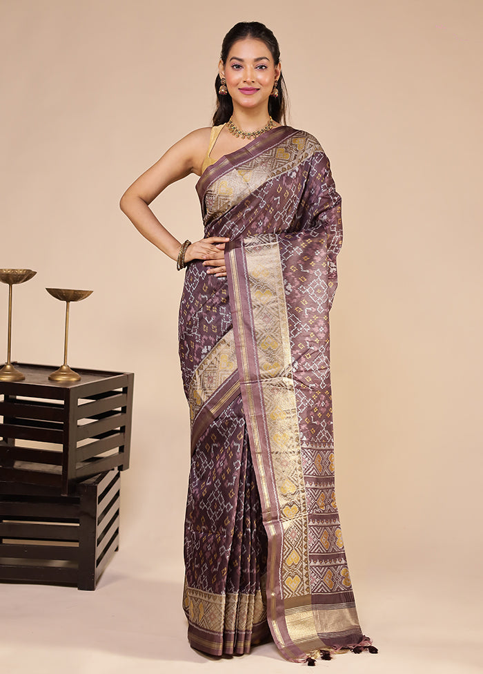 Purple Tussar Silk Saree With Blouse Piece
