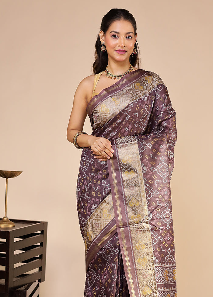 Purple Tussar Silk Saree With Blouse Piece
