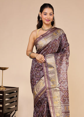 Purple Tussar Silk Saree With Blouse Piece