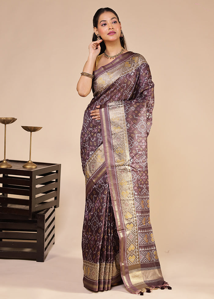 Purple Tussar Silk Saree With Blouse Piece
