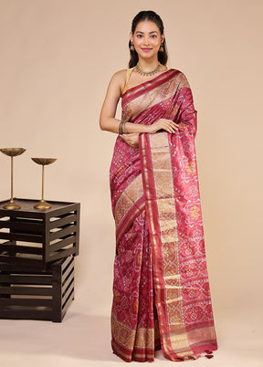Pink Tussar Silk Saree With Blouse Piece