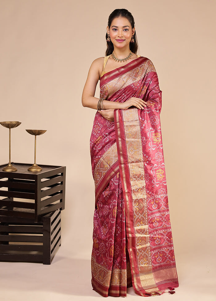 Pink Tussar Silk Saree With Blouse Piece